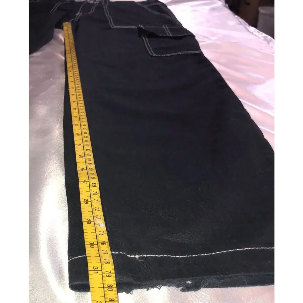 True Religion Brand Jeans Straight Leg Cargo Streetwear Pants Black Size 30